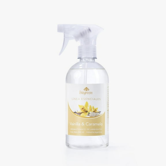 Air Freshener for Home, Car, and Office. Odor eliminator. Deodorizer For Bedding Pillows Sheets. Vanilla & Caramel scent. 500ml (16.9 Oz)