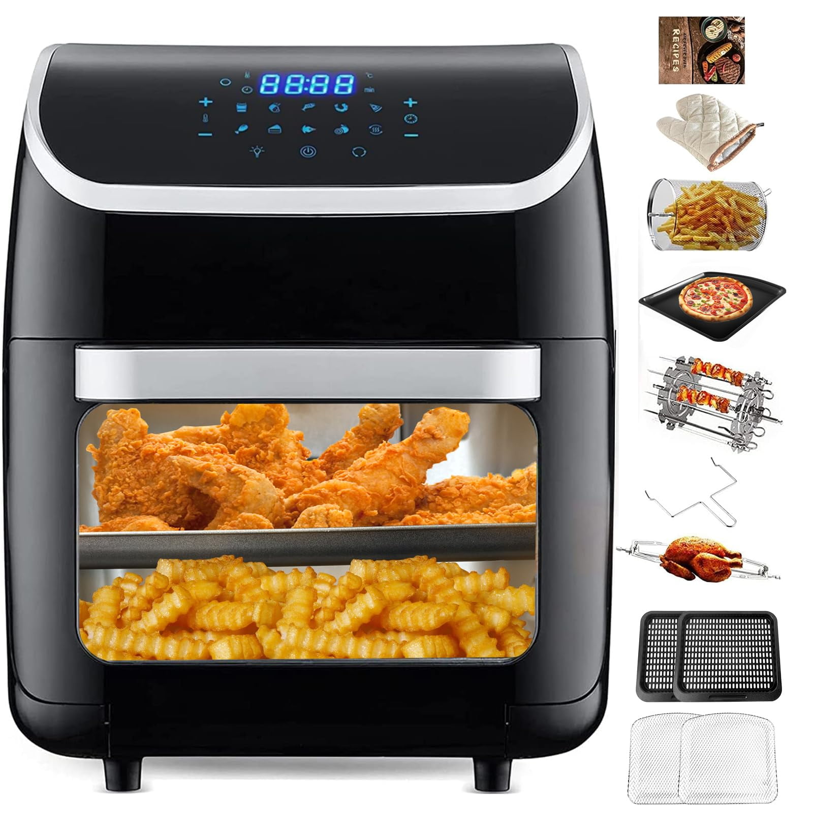 Air Fryer, 10-in-1 12QT Capacity, Large Family Size Oven with Visible ...
