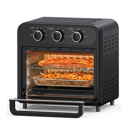 Air Fryer, 1700W 14.8 QT, 5 in 1 Toaster Oven Countertop, Oil-Less Cooking, Stainless Steel, Dishwasher safe, Black