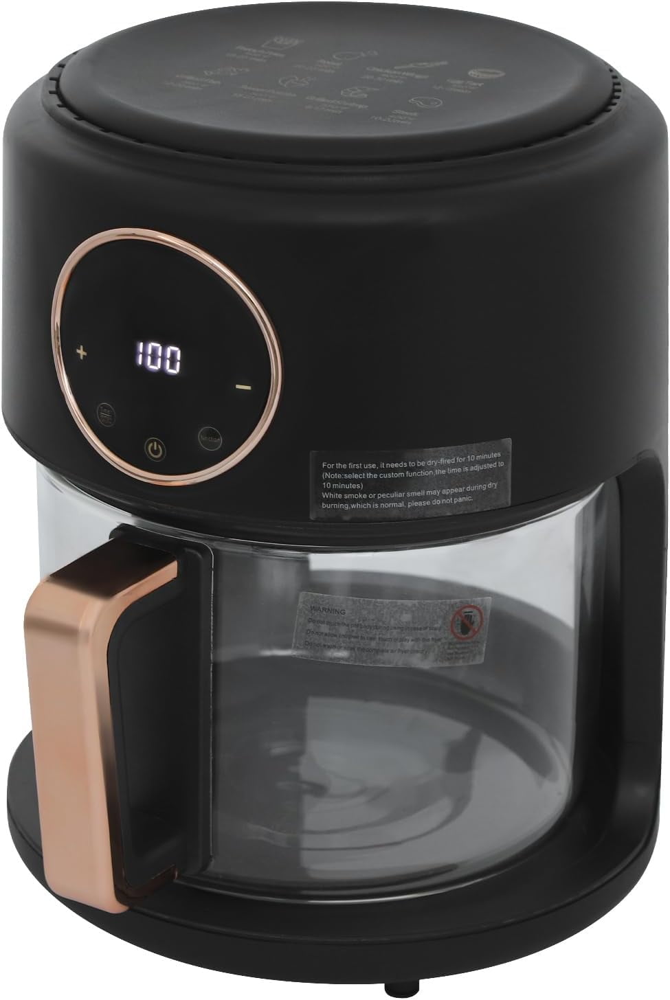 Air Fryer 3.81Qt Capacity Air Fryer with 360° Transparent Glass Fry Bowl Precise Temperature(175°F - 400°F) & Time(60 Min) Control