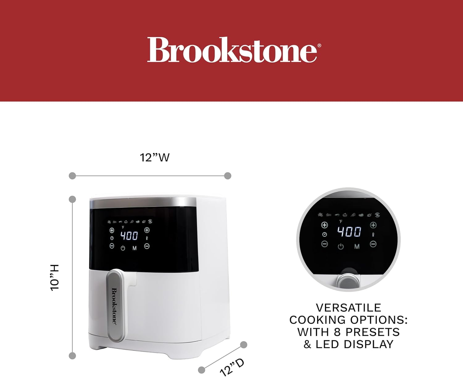 Air Fryer – 4.5 Qt, 1300W Large Capacity Fryer with LED Display, 8 Presets, Adjustable Temp, Oil-Free Kitchen Appliance for Baking, Roasting, Frying, Healthy Crispy Meals, White