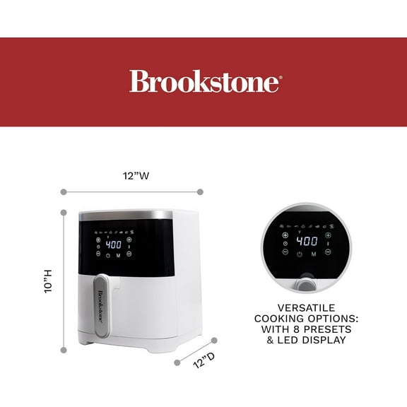 Air Fryer – 4.5 Qt, 1300W Large Capacity Fryer with LED Display, 8 Presets, Adjustable Temp, Oil-Free Kitchen Appliance for Baking, Roasting, Frying, Healthy Crispy Meals, White