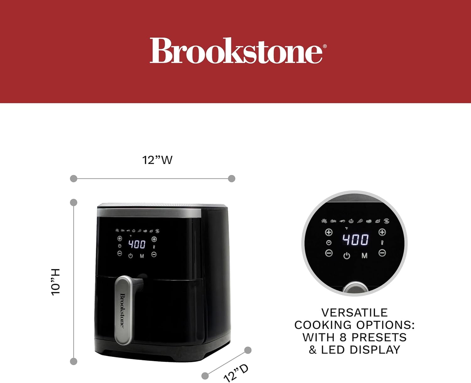 Air Fryer – 4.5 Qt, 1300W Large Capacity Fryer with LED Display, 8 Presets, Adjustable Temp, Oil-Free Kitchen Appliance for Baking, Roasting, Frying, Healthy Crispy Meals, Black