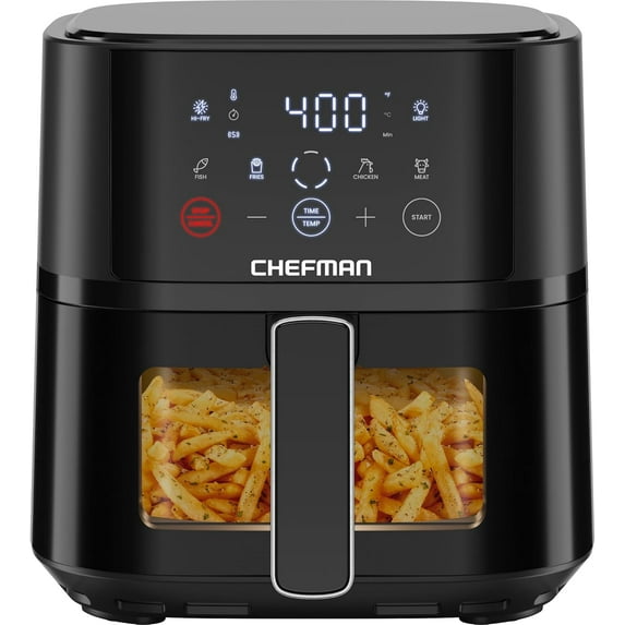 Air Fryer – 4 QT Compact Airfryer for Quick & Easy Meals, Features Hi-Fry Technology for Extra Crisp, Easy-View Window, Touch Controls with 4 Presets, Nonstick & Dishwasher Safe Basket - Black