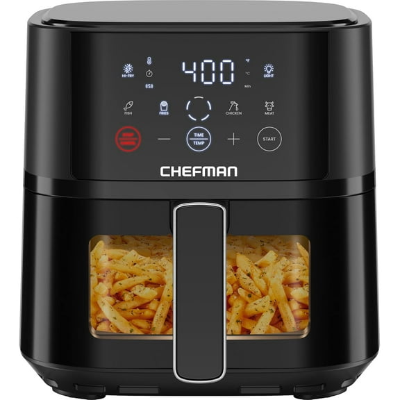 Air Fryer 4 QT Compact Airfryer for Quick & Easy Meals, Features Hi-Fry Technology Extra Crisp, Easy-View Window, Touch Controls with Presets, Nonstick Dishwasher Safe Basket - Black