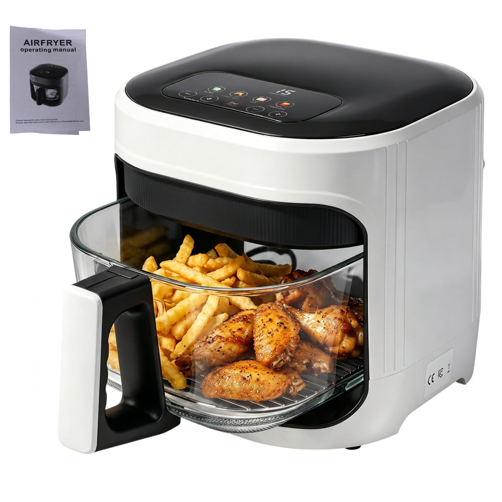 Air Fryer 5L with Touch Control, Adjustable tTemperature up to 200°C, 0-60-Minute Timer, 4 Preset Menus, Oil-free Cooking, and 1350W Power, Ideal for Families of 3-5 People.