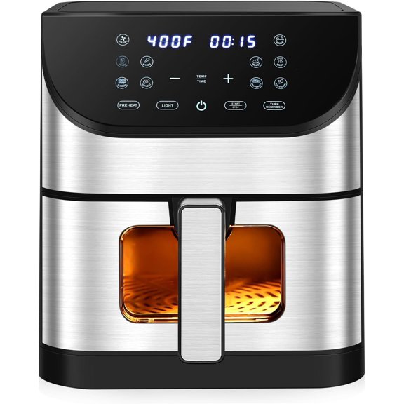 Air Fryer 6.2 QT Oilless Large Capacity 1500W Oven Air Fryers Cooker with 10 Preset, Visual Cooking Window, Non-Stick Basket