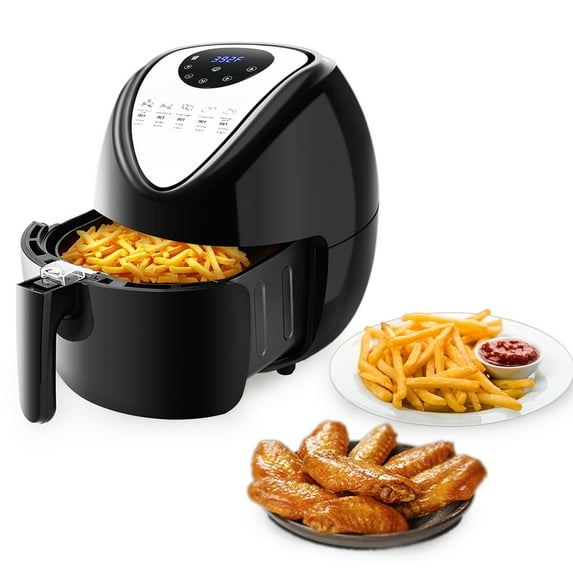 Air Fryer 6.87QT/6.5L, 1800W AirFryer High-Power Electric Hot Temperature Control & Timer Knob, Non Stick Fry Basket, Dishwasher Safe, Apply to Party, Afternoon Tea, Black