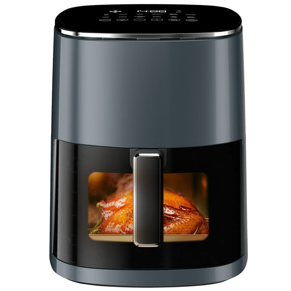 Air Fryer, 6-Quart 12-in-1 Digital Airfryer with Viewing Window, 400°F Rapid Air Technology, Nonstick Easy-Clean Basket for Family Cooking, Grey