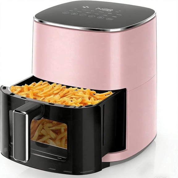 Air Fryer, 6-Quart Smart Air Fryer, 12-in-1 Functions - Air Fry, Roast, Reheat, Dehydrate, Bake, Steam, and More, 400°F Max Temperature, Pink