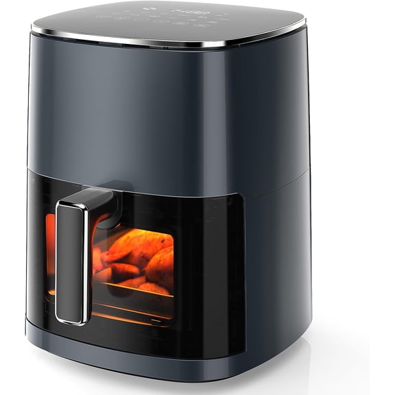 Air Fryer 6 Quart with Window Square Air Fryer 12-in-1 Air Fry, Roast, Reheat, Dehydrate, Bake, Steam, Fries, Custard, Chicken, Wings, Sea Food, Vegetabels