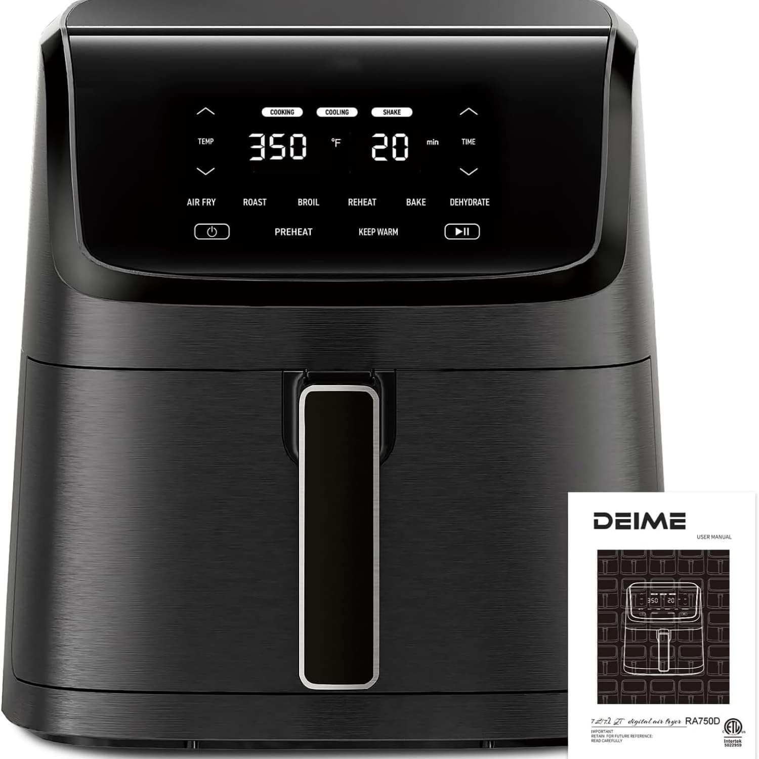 Air Fryer 7.2 QT 1700W Oilless Oven Healthy Cooker Air Fryers Large Capacity with 8 Presets, LCD Touch Screen, Customerizable Cooking, Non-Stick Basket (Black)
