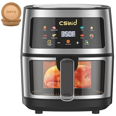 Air Fryer 7.4QT Large Capacity, Touch Screen Smart Fryers Window Visible, Household Multi-function Air Fryer for Crisps, Roasts, Reheats, & Dehydrates, Quick Easy Meals, Silver