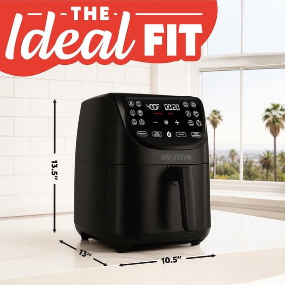 Air Fryer - 7 Qt Large Capacity, FryForce 360, Digital Display with 12 Presets, Roast, Bake, Broil, Dehydrate, Dishwasher Safe Accessories, Black