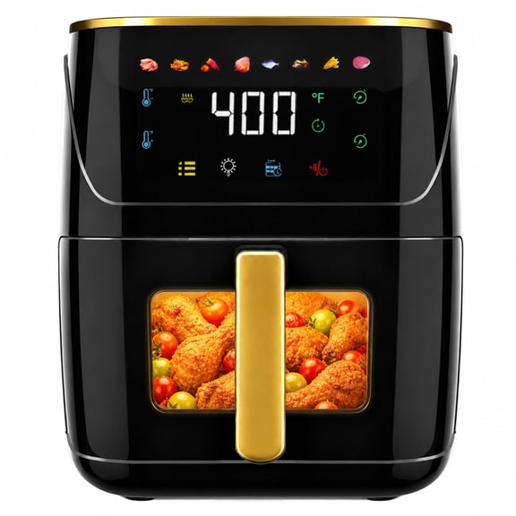Air Fryer 8.5 Quart 8.5QT, 8 Presets Touchscreen Panel, Easy-Viewing Window, Easy to Clean, 1750W, Black