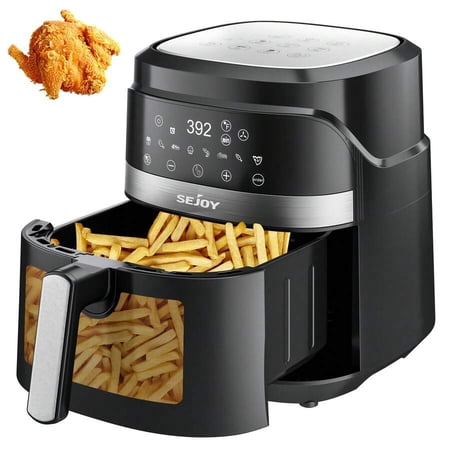 Air Fryer 8-IN-1 5.8QT Smart Visual Window Multi-Function Large Capacity,1500W,Kitchen And Office,Family Day,Nonstick, Fit For Family Of 2-5
