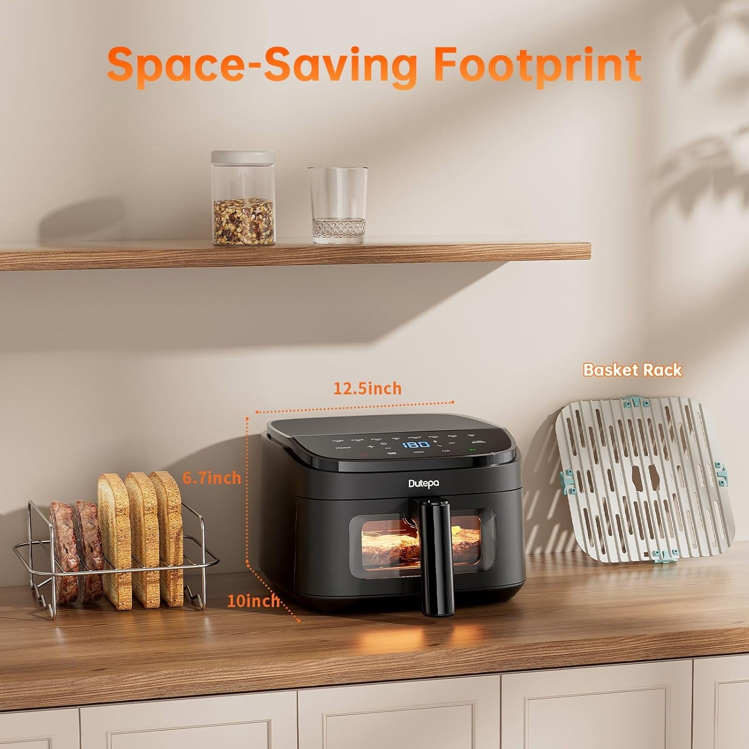 Air Fryer 8-in-1, 4.5Qt Compact Space-Saving with Motor for Fast Crispy Cooking and Healthy Meals