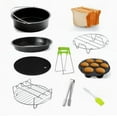 thumbnail image 1 of Air Fryer Accessories 10-piece Kit, 7 Inch Nonstick Coating, Metal Holder & Skewer Rack for Healthy Cooking, Silicone Mat, Food Tong, Oil Brush, Parchment Paper for Your Culinary, 1 of 5