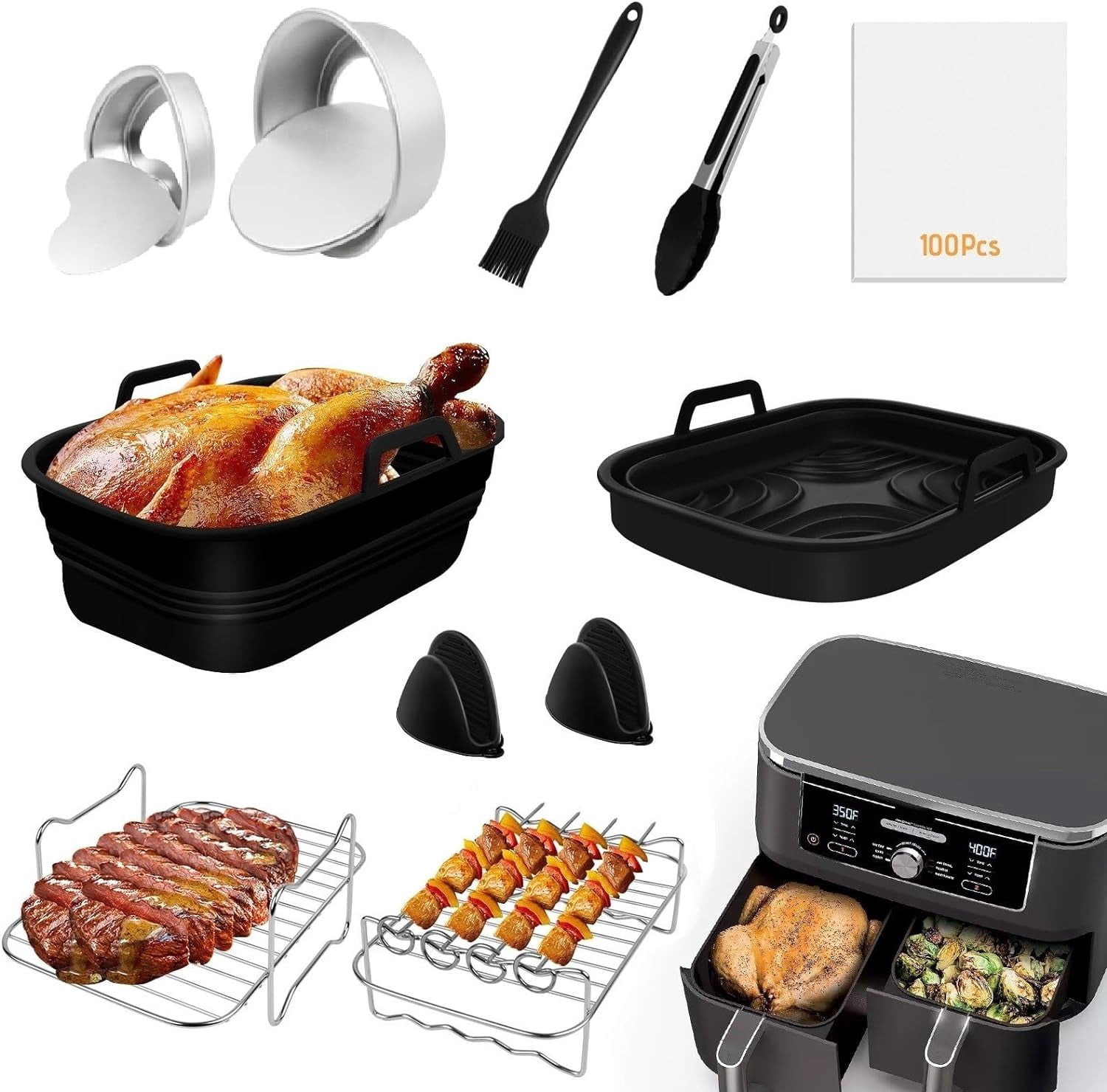 Air Fryer Accessories,11pcs Air Fryer Set for Ninja ZD201&DZ401 ...