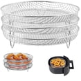 thumbnail image 1 of Air Fryer Accessories, Air Fryer Rack 3 Pcs, Stackable Round Stainless Steel 3 Layer Air Fryer Basket Compatible with All 4.2-6.8QT Air Fryer, Oven, Press Cooker, 1 of 9