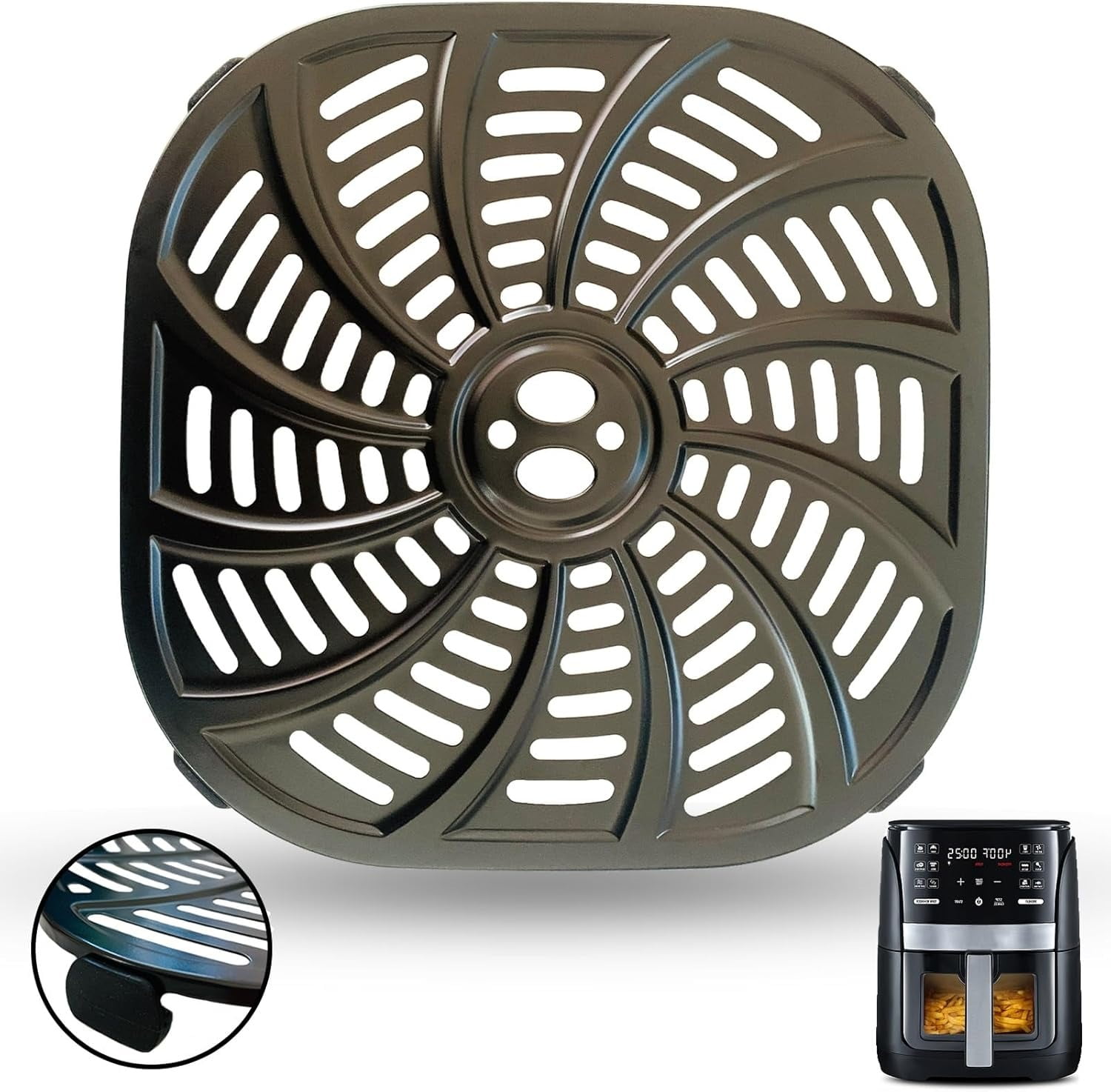 Accesorios para freidora de aire para Gourmia GAF778 GAF716 GAF798 de 7 QT, piezas de repuesto de grado alimenticio antiadherentes de 8.97''*8.97'', rejilla, bandeja, parrilla, plato crujiente, aptas para lavavajillas
