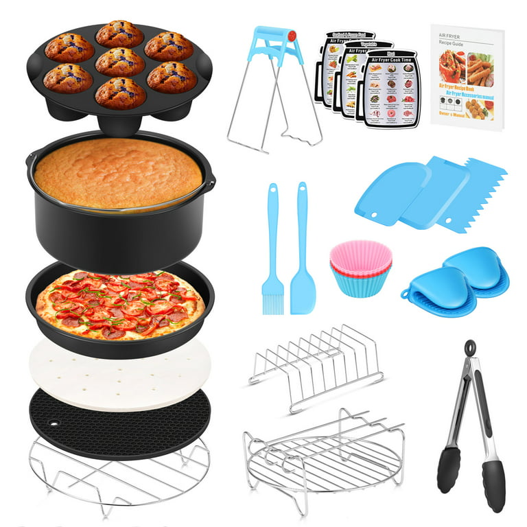  Air Fryer Accessories 10 Set for COSORI Gowise Phillips NINJA  Cozyna Airfryer Most 3.7Qt and Larger Oven,with 7 Inch Cake Barrel, Pizza  Pan, Cupcake Pan, Oven Mitts, Skewer Rack. : Home