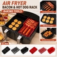 thumbnail image 1 of Air Fryer Accessories, Silicone Air Fryer Liners, Air Fryer Rack, Silicone Muffin Pans for Baking, 3-Piece Black Rectangular Set Includes Reusable Silicone Baking Tray, Bacon Hot, 1 of 7