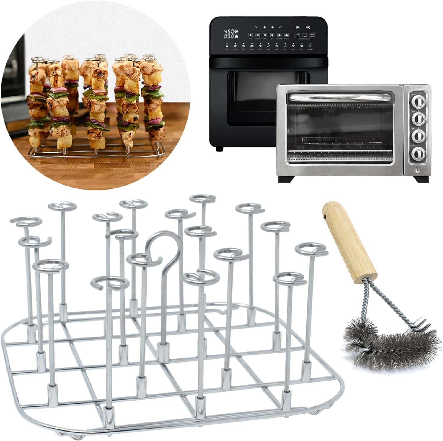 Kebab Cooking Rack Stainless Steel Air Fryer Skewer Rack - Vertical Kebab  Holder With Round Hanging For Family Cooking Vertical Cooking Rack