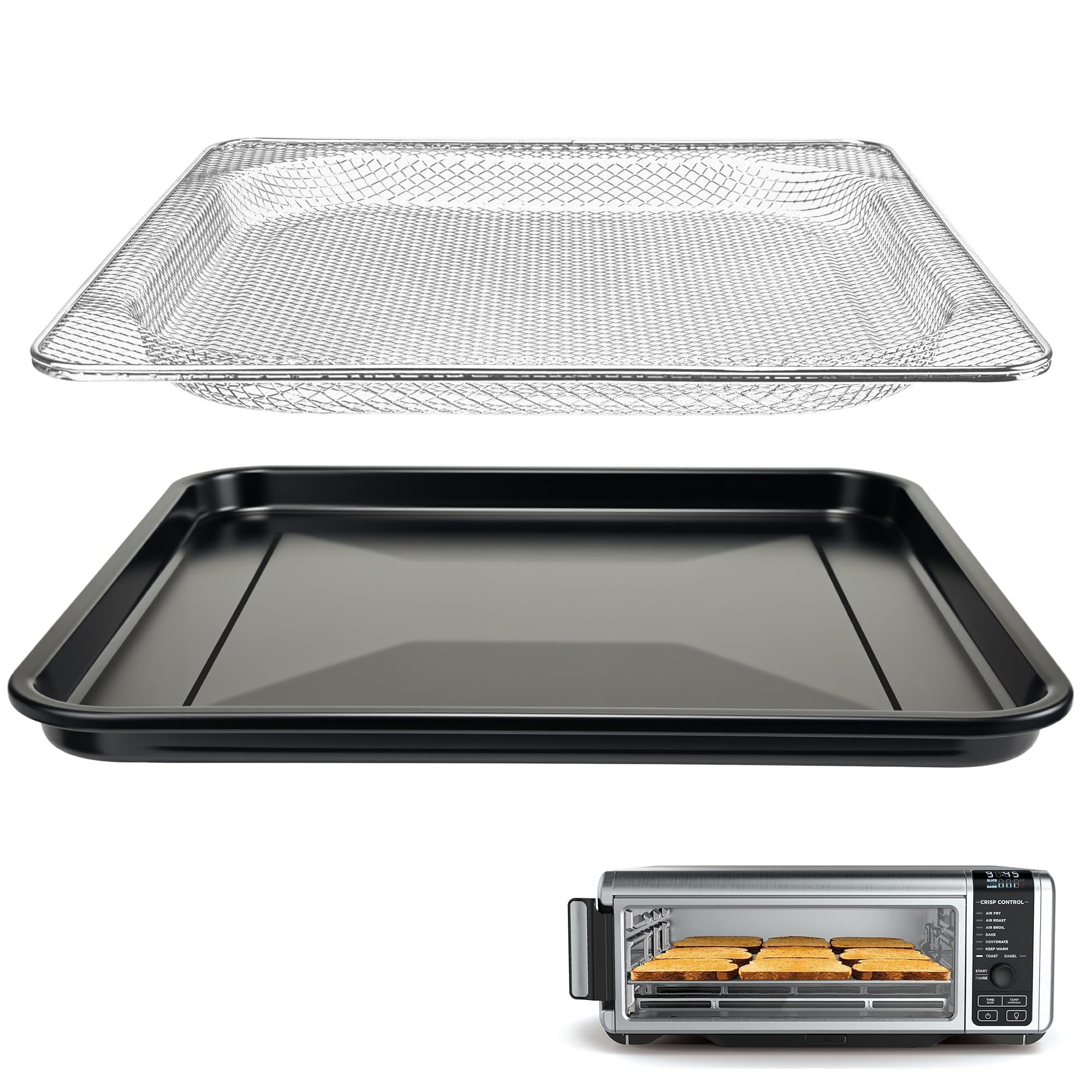 Replacement Baking Pan Air Fryer Basket only for Ninja Foodi SP101 Air Fryer Oven, Stainless Steel Mesh Basket and Non-stick Baking Tray for Ninja Digital Air Fry Countertop Oven