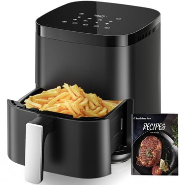 Air Fryer, Aeitto 8-in-1 Smart Compact 4QT Air Fryers, Shake Reminder, 450°F Digital Airfryer with Flavor-Lock Tech, Tempered Glass Display, Dishwasher-Safe & Nonstick, Fit for 1-3 People,Black