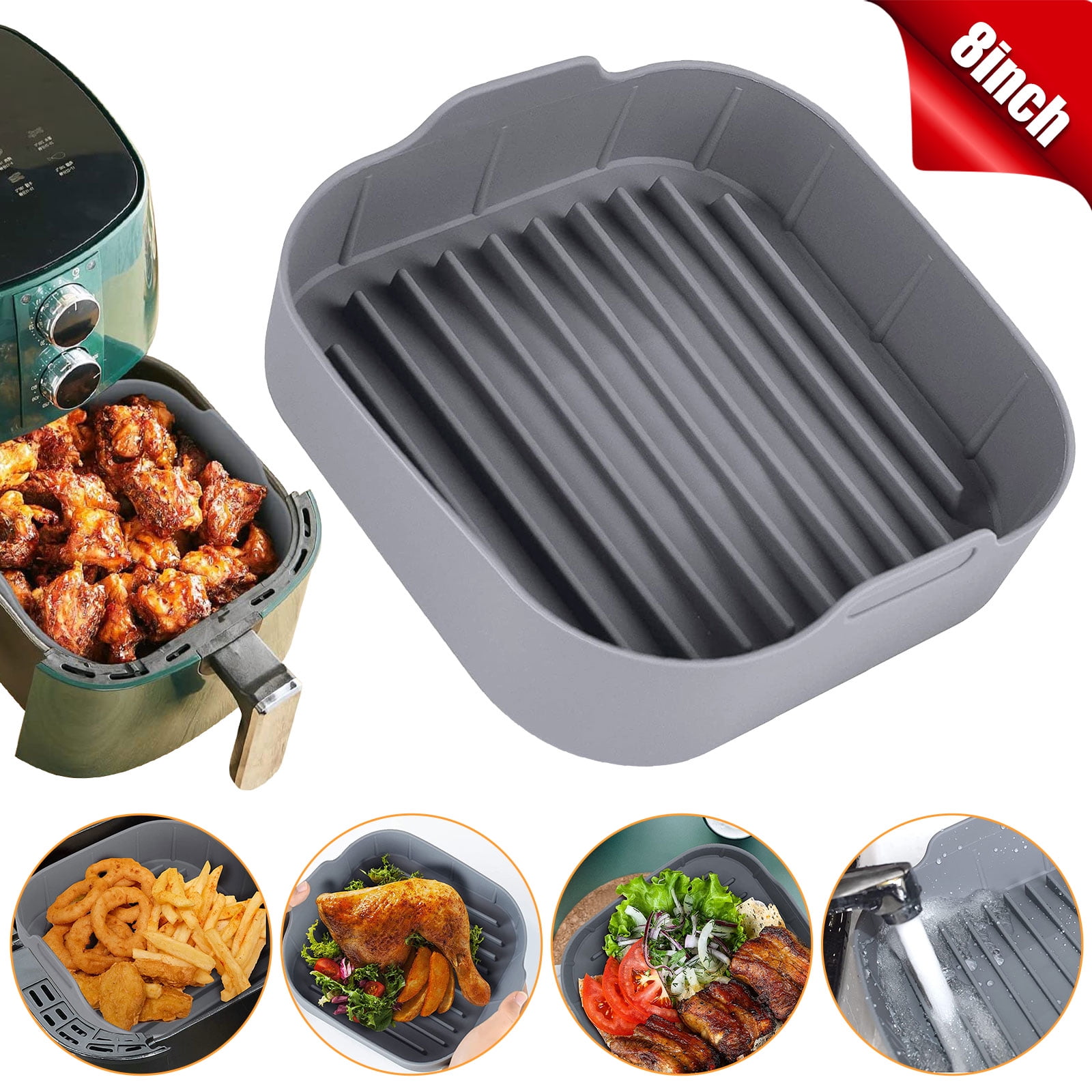 Air Fryer Baking Tray Air Fryers Mat Oven Fried Chicken Basket Mat Air