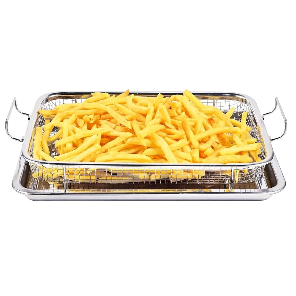 Air Fryer Basket For Oven, 12.8X9.6 Inch 18/8 Stainless Steel Crisper