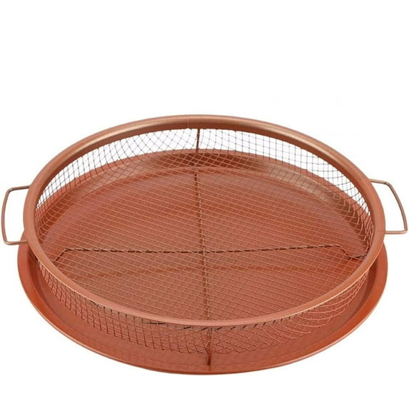 Air Fryer Basket for Oven, 2 Pieces Set Round 12'' Non-stick Stainless Steel Mesh Air Fryer Baking Tray Accessories Rack Roasting Grill Basket for Convection Oven Air Fryer, Dishwasher Safe