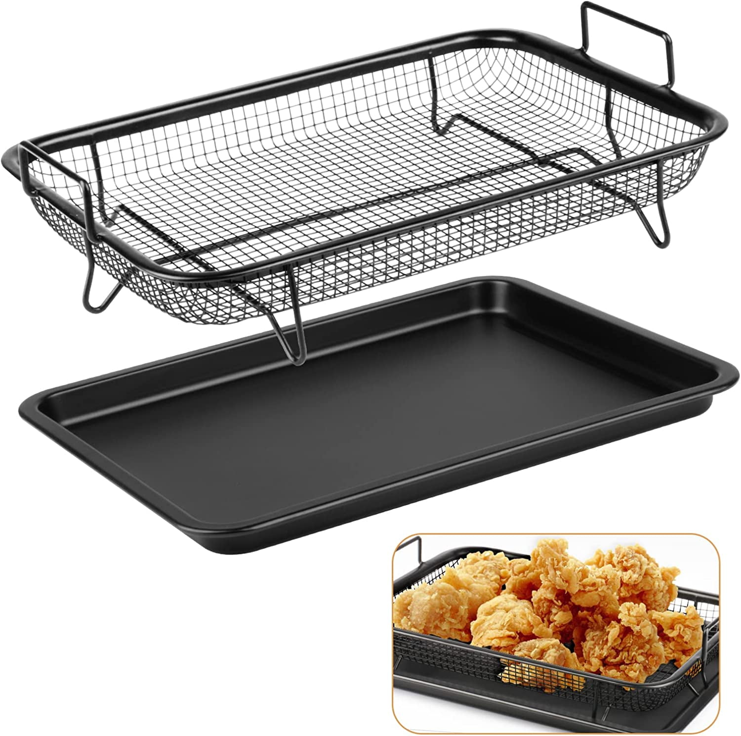 Air Fryer Basket For Oven, Stainless Steel Air Fryer Tray, 12.2 X 9.1  Non-stick Mesh Basket, Oven Air Fryer Basket Wire Rack Roasting Basket, Today's Best Daily Deals