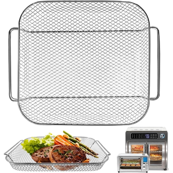 Air Fryer Basket Replacent for eril Lagasse 26 QT Extra Lar Air Fryer Convection Toaster Oven, 12.5''10.2''1.3''Non-stick Mesh Air Fryer Basket Wire Rack Accessories Parts