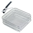 thumbnail image 1 of Air Fryer Basket Tray Replacement for Toaster Air Fryer Convection Oven, 5.11 * 7.48'' Mesh Air Fryer Stainless Steel Basket Wire Rack Accessories Parts With clip, Dishwasher Safe(3pc), 1 of 8