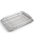 thumbnail image 1 of Air Fryer Basket for Oven,PandaTop 12.8" x 9.6" Oven Air Fryer Basket and Tray for Oven,Dishwasher Safe,Small Nonstick Crisper Tray & Basket,Silver, 1 of 9