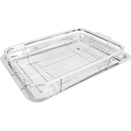 Air Fryer Basket for Oven, SILOON 15.4" x 11.5" Medium Size Air Fryer Basket, Stainless Steel Oven Air Fryer Basket and Tray for Baking Grilling