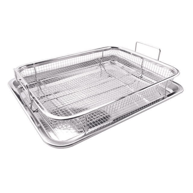Air Fryer Basket for Oven,Stainless Steel Crisper Tray and Pan, Deluxe