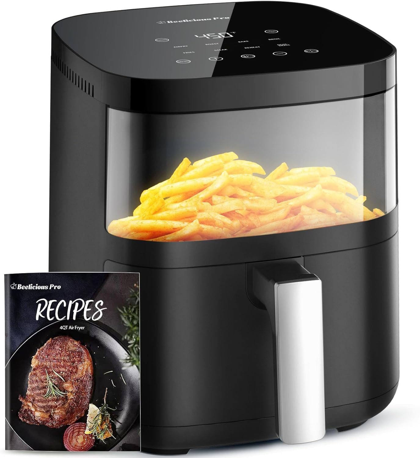 Air Fryer 5 Qt Fast And Convenient Meals, Up To 450°F, Quiet Operation, 85%  Less Oil, 10 Customizable Functions In 1, Compact, Dishwasher Safe, Grey f