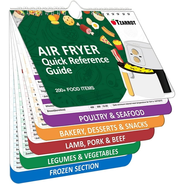Air Fryer Cheat Sheet Cooking Guide Booklet Over 200 Foods, Air