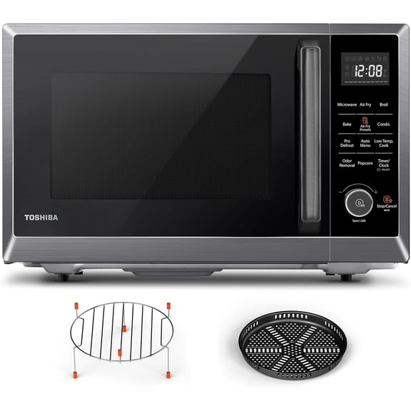 Air Fryer Combo 8-in-1 Countertop Microwave Oven, with Convection, Broil, Odor Removal Mode, 12.4" Position Memory Turntable, Child-Lock, 1.0 Cu.ft, Black Stainless Steel, ML2-EC10SA(BS)