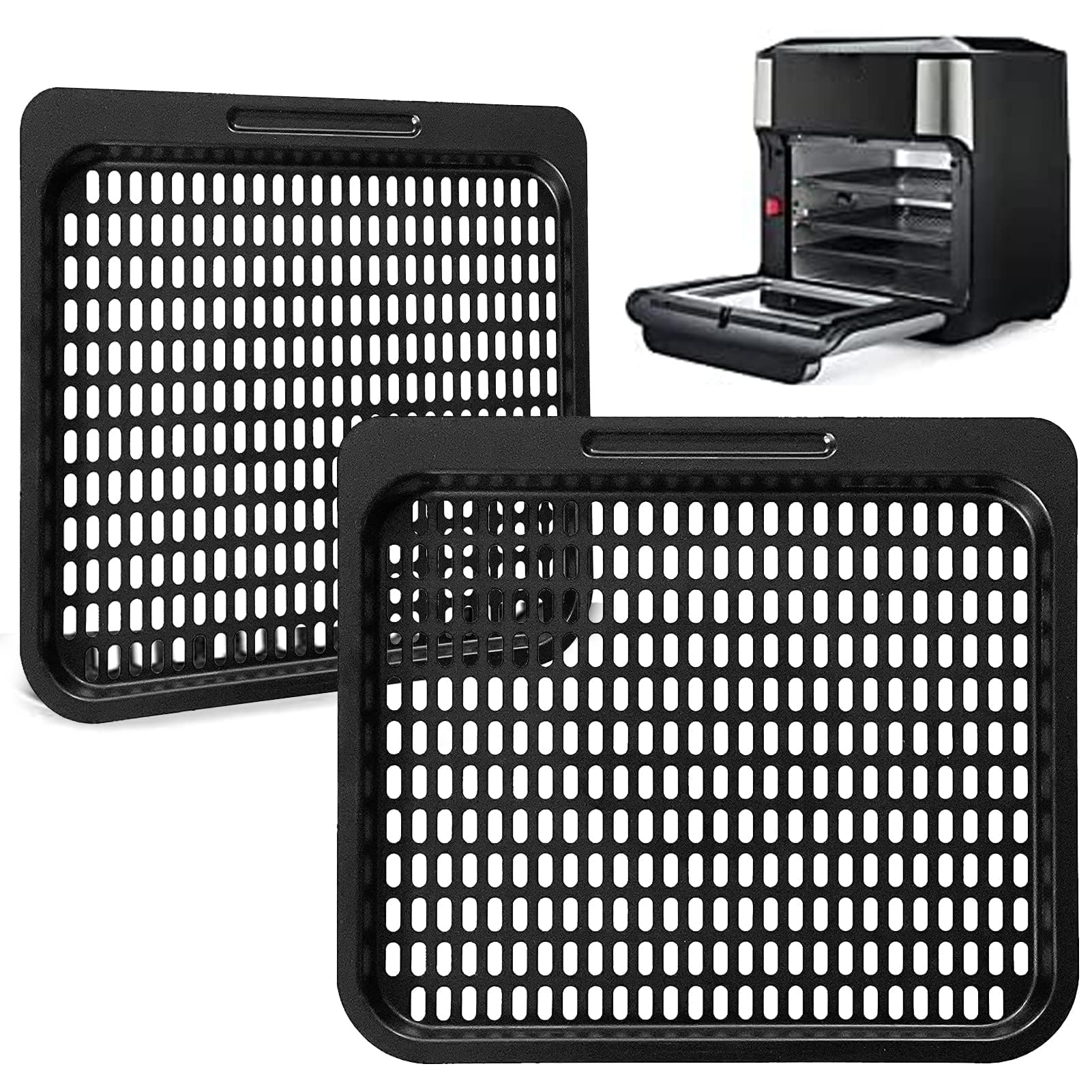 Bandeja para freidora de aire para Instant Vortex Plus de 10 cuartos y Chefman de 12 cuartos, 2 piezas, rejilla de repuesto antiadherente de grado alimenticio, bandeja para parrilla, plato crujiente