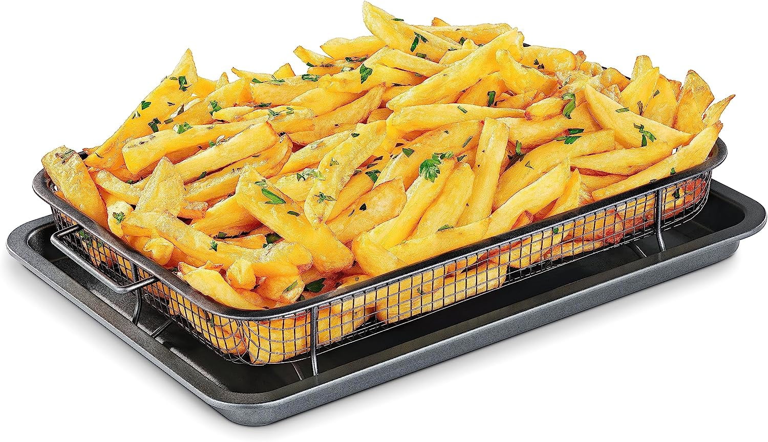 Air Fry Tray with Crisper Basket, 15X12 Extra Large Air Fry Set with  handles for home Oven Baking