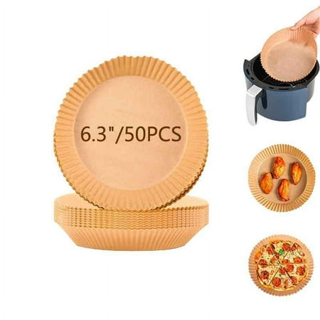 Air Fryer Disposable Liner,100 PCS Non-Stick Round Paper For Oil-proof Water-proof,AirFryer,(Natural Color,6.3 Inches)