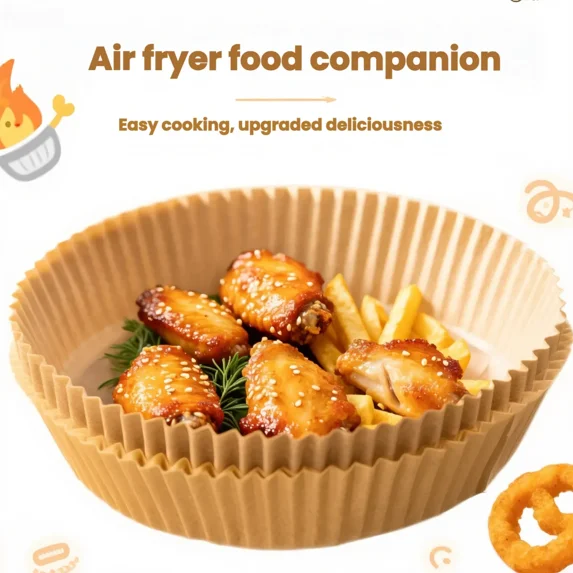 Air Fryer Disposable Oil-Proof Paper Bowls, Baking Liners for Oven & Grill, 200 Count