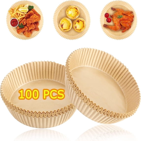 Air Fryer Disposable Paper Liner, 100 Pcs Square Non-Stick Insert Parchment Paper Liners Air Fryer Oil-proof, Water-proof, Food Grade Parchment Paper for Airfryer Basket, Microwave, Oven, Dryer US