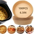 thumbnail image 1 of Idealforce 100 Pcs Air Fryer Liners, 6.3'' Disposable Non-sticky Paper Liners, Round Air Fryer Parchment Paper for Home Kitchen Brown, 1 of 10