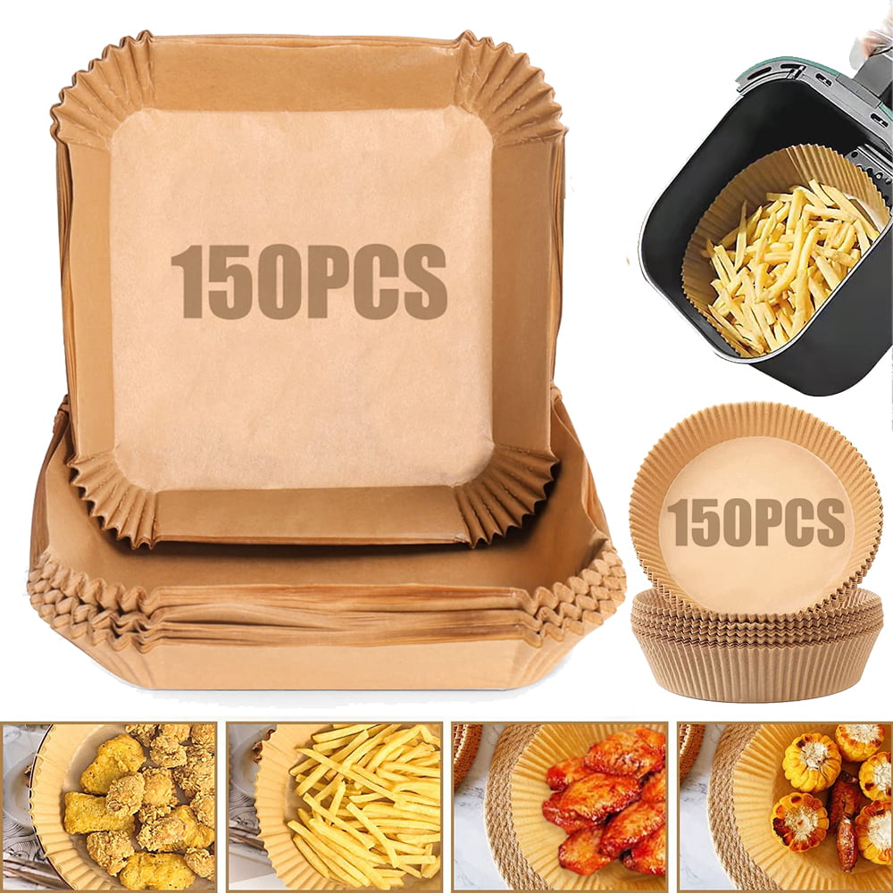  Air Fryer Liners Disposable 8 Inch Square, CBHD 130 PCS  Non-Stick Air Fryer Parchment Liner, Oil Resistant, Waterproof, Food Grade  Baking Paper for 3-6 QT Air Fryer Baking Roasting Microwave: Home
