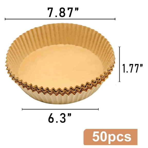 Air Fryer Disposable Paper Liner,50PCS Non-Stick Air Fryer Parchment Paper Liner,Waterproof Oilproof Air Fryer Baking Paper Round,Food Grade Disposable Liners for Steamers,Microwave Ovens
